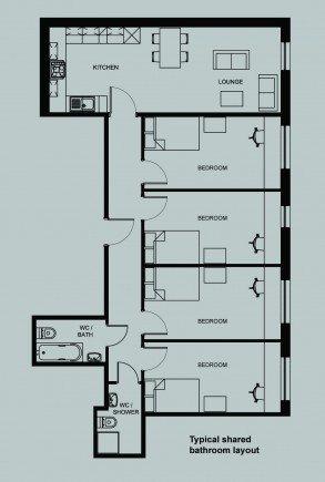 Floor plan 4 Bed Cluster Flat