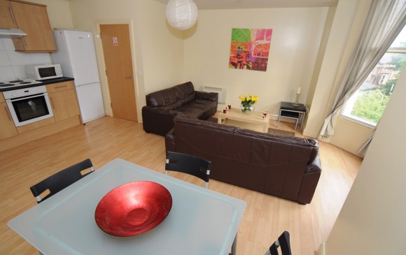 Open plan lounge dining kitchen area 