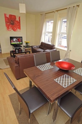 modern open plan lounge dining area with telephone/broadband/tv points provided